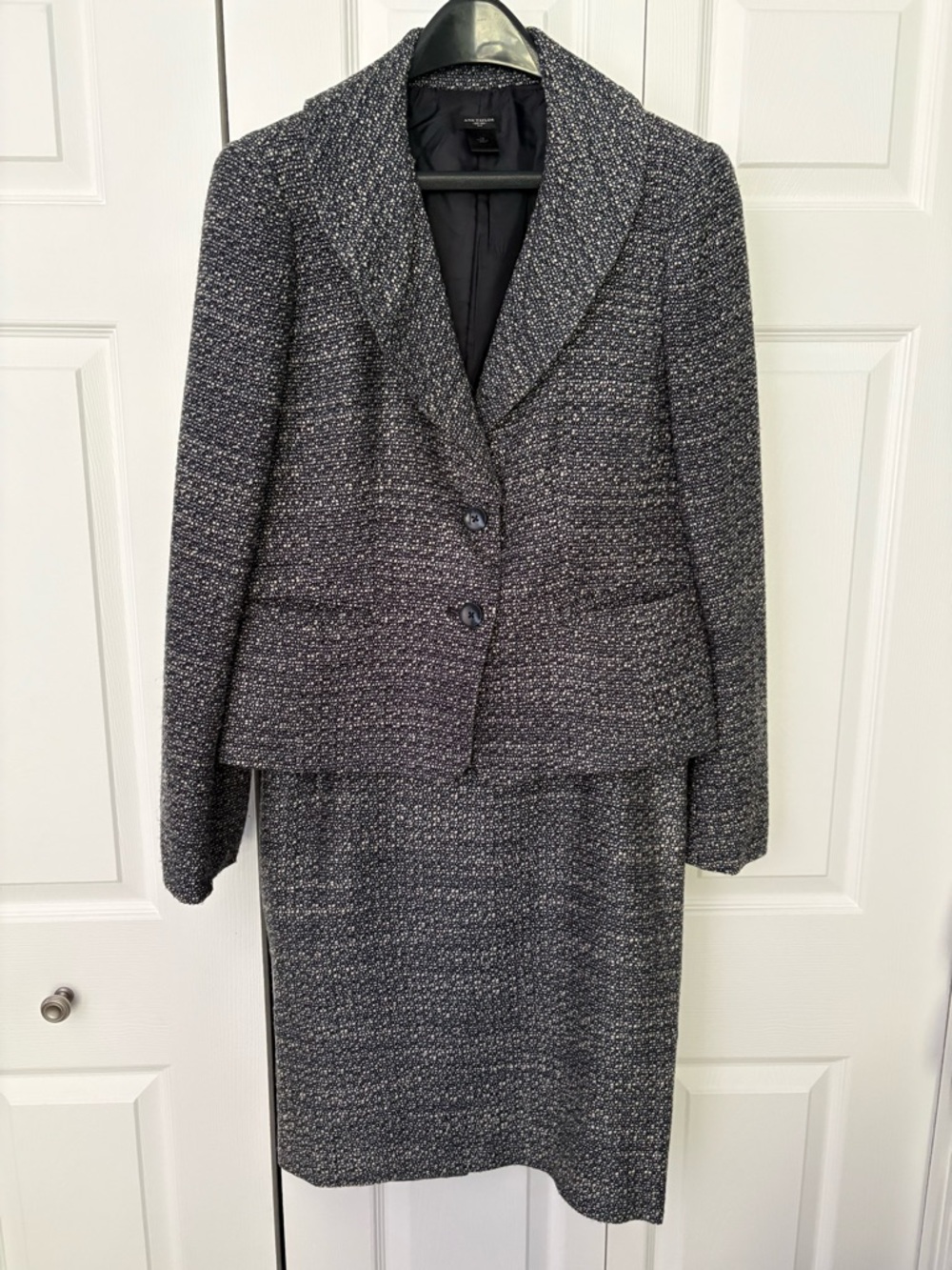 Ann Taylor Charcoal Tweed Blazer and Skirt Set